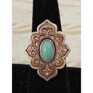 James Avery Retired Silver Tangier Silver Copper Turquoise Ring Size 9